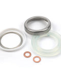 Replacement Seal Kit For 10 Ton Hydraulic Rams With RAM Retainer And Steel Slip Retainer, Heavy Duty Build, Includes 16067 U Cup Seal, Model 300116 Repair Kit For Hydraulic Ram Maintenance And Rebuild showing metal and rubber components.