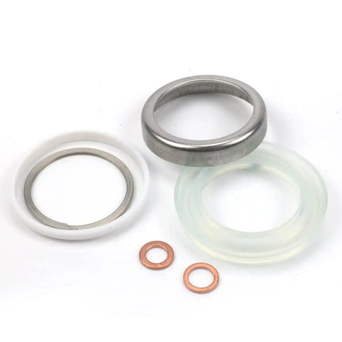 Replacement Seal Kit For 10 Ton Hydraulic Rams With RAM Retainer And Steel Slip Retainer, Heavy Duty Build, Includes 16067 U Cup Seal, Model 300116 Repair Kit For Hydraulic Ram Maintenance And Rebuild showing metal and rubber components.