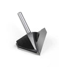 Solid 6mm And 1/4 Inch Shank V-Cutter Router Bit For Wood Trimming Wall Flanging With Razor Sharp Edges To Crush Hard Work In Your Shop, angled view.