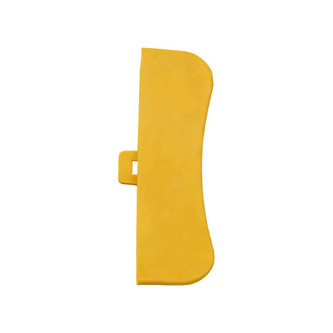 Side view of Tire Changer Protective Cover And Guard For Auto Shop Pros, Yellow Tire Machine Shield To Prevent Damage To Changer Heads And Components