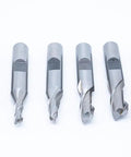 Beefy Single End 2 Flute End Mill Set, 6 Pieces, 3/8 Inch Shank, High Speed Steel on white background
