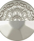 Decorative stainless steel cabinet pull with floral design, round style, from the Greenwich Collection, luxury hardware.
