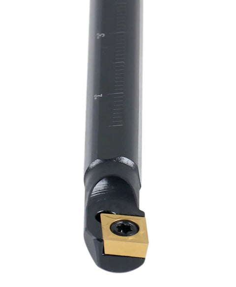 Half Inch Shank Indexable Boring Bar with CCMT32.5 Insert, view of cutting edge and SCLCR tool holder kit