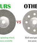 Comparison of Diamond Cutting Wheels Kit For TIG Welding And Tungsten Electrode Sharpening with full sand disc vs half sand disc.