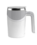 Fully Automatic Mixing Cup With Magnetic Rotation Rechargeable Travel Coffee And Milk Shaker Stainless Steel Insulated Design Portable Drink Blender Built For The Grind in a sleek white and gray finish for easy mixing.