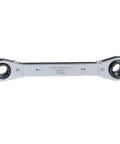 Ratcheting 4 In 1 Box Wrench Set For One Half Inch Nine Sixteen Inch Five Eighth Inch And Three Quarter Inch Sockets Made In USA