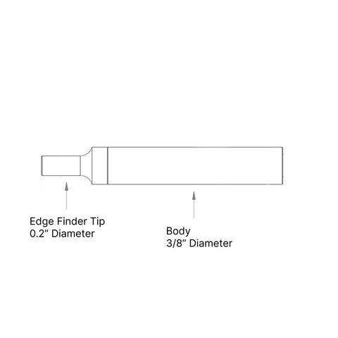 Industrial Grade Mechanical Edge Finder Featuring .200-Inch Tactile Contact Tip and 3/8-Inch Shank side view diagram.