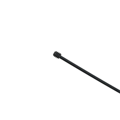 Close-up of 4-40 x 1/8 inch stainless steel Allen head socket set screw with hex key, black oxide finish, for secure pro grade fastening.