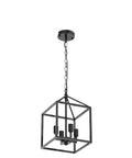 Black Farmhouse Chandelier 4 Light Industrial Lantern Chandelier Metal Frame Rustic Cage Pendant Light Fixture For Kitchen Island Entryway Dining Room Hallway Dope Vibe