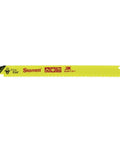 King Cut Bi-Metal Fire Rescue Demolition Reciprocating Saw Blade 9 Inch Length 3/4 Inch Width 0.50 Inch Thickness Straight Shape 10-14 TPI 2-Pack For Heavy-Duty Cutting, showing yellow blade with serrated edge and red branding