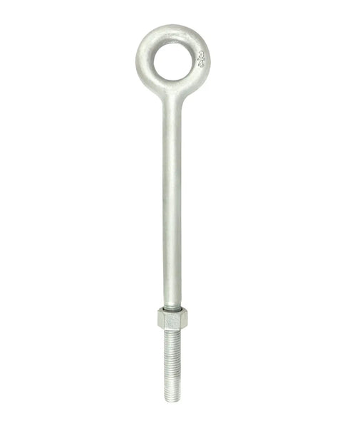 Heavy Duty Galvanized Eye Bolts With Nuts 3/4 Inch By 12 Inch Forged Steel 2 Pack For Rigging And Lifting Straight Line Pulls Only