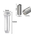 50 Pack Bike Cable End Caps And Brake Cable Ends Aluminum Alloy Crimps dimensions shown with sizes 12mm and detailed view.