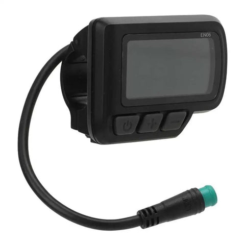 Ride Ready Electric Bicycle Display Meter EN06 LCD Screen with USB power readout and waterproof casing, shown from side angle