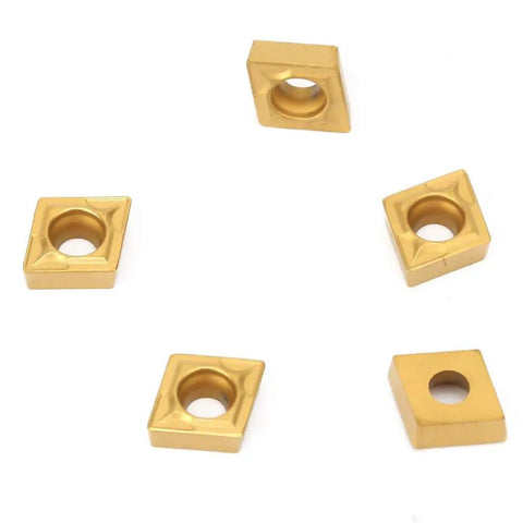 5 gold 10Pcs CCMT060204 Carbide Inserts For CNC Turning Tools, Mad Fast Lathe Blades for stainless and steel machine work