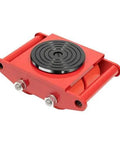 Heavy Duty Machinery Skate Dolly Up To 13,200 Lbs Capacity With 4 Beefy Rollers For Effortless Industrial Equipment Moving And Transport Solutions For Warehouse And Jobsite, red steel mover with 4 PU rollers