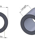Steel spacer 1 in OD x 1/2 in ID, unthreaded round standoff, 2 in long, plain finish; 5-pack (front and isometric views)