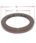 Rotary shaft seal, brown ring for hydraulic pump/motor, with visible OD and ID markings.