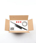 Open Source 3D Scanner Kit For 3D Printing, DIY Assembly With Red Injection Molded Parts in open box, components displayed