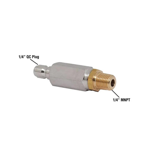 Heavy Duty Pressure Washer Nozzle Filter Quick Connect Quarter Inch QC to Quarter Inch MNPT 5000 PSI 10.5 GPM close-up
