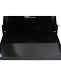Fold Out Work Station Tray Cabinet For Garage And Trailer 16x14 Inch Tray Aluminum Powder Coated Black Made In USA Gear Up