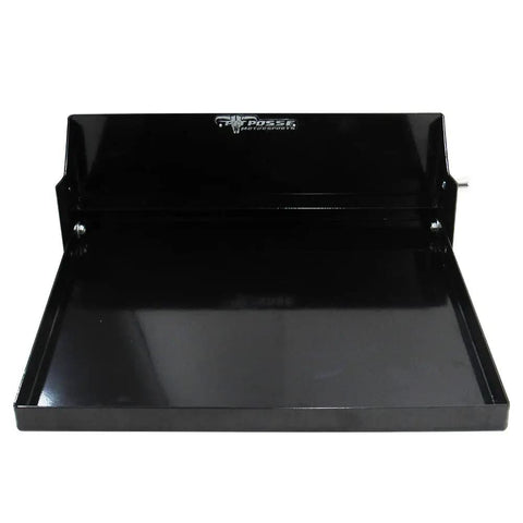 Fold Out Work Station Tray Cabinet For Garage And Trailer 16x14 Inch Tray Aluminum Powder Coated Black Made In USA Gear Up
