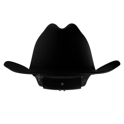 Front view of Cowboy Style Nonvented Full Brim Hard Hat With 4 Point Ratchet Suspension ANSI Z89.1 Type 1 Class E OSHA Compliant Safety Helmet For Men And Women Made In USA