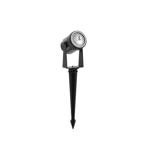 Outdoor spotlight from Out Of The Box Low Voltage Outdoor Uplights And Spotlight Kit With Transformer And 75 Ft Cable, single unit view.