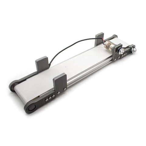 Electric Desktop Conveyor Belt With Adjustable Speed From 0 To 116 RPM For DIY Elevator Experiments, white belt 10x50CM, side view