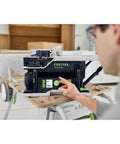 Cordless Table Saw With Battery Powered Circular Blade For Drop Dead Accurate Miter And Parallel Cuts Compact Portable Benchtop Tool with digital controls.