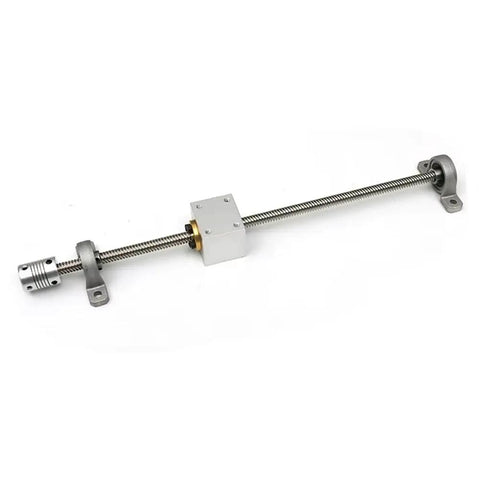 Solid TR8 Lead Screw Set For Horizontal Vertical Setup With 8mm Diameter And 2mm Pitch To Make Your CNC Machine Zoom Smooth And Rock Steady Without Any Noise Or Wobble Ever Again, CNC lead screw with brass nut and couplers