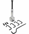 Beefy Steel Hub Puller With Four Heavy Duty Drawbars For Even Tugging Power and Solid Non Slip Grip, includes 4 drawbars and wrench.