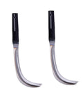 Two Piece Multi Function Mowing Tool Rustproof Scythe For Weeding Harvesting Gardening With Comfortable Grip shown side by side