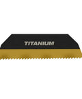 Pro Grade Bi Metal Metal Cutting Blades 1 3/4 Inch 10 Pack with black and gold titanium saw blade for precision cutting.