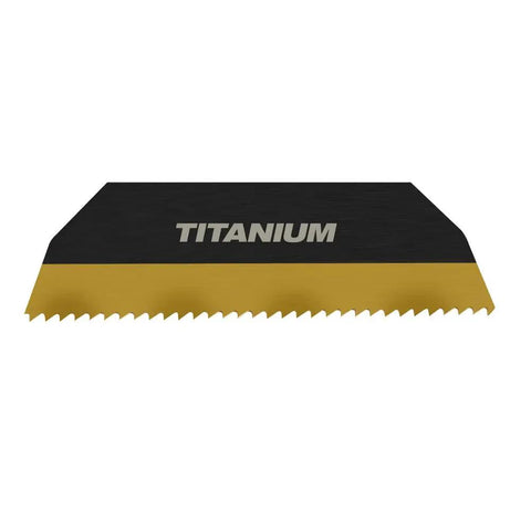 Pro Grade Bi Metal Metal Cutting Blades 1 3/4 Inch 10 Pack with black and gold titanium saw blade for precision cutting.