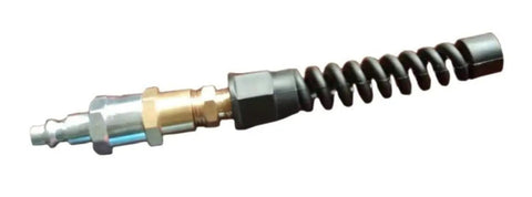 Industrial Interchange Air Hose Pro Grade With Ball Coupler And Air Safety Plug close-up of connector.