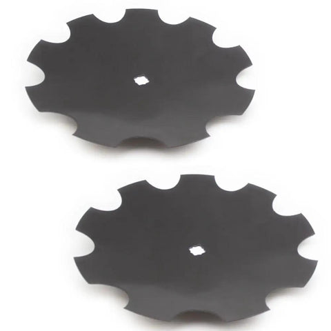 Two Pack 18 Inch Notched Harrow Disc Blades Fits 7/8 Inch Or 1 Inch Square Axles 3.5mm Thick Built Tough Heavy Duty Farm Grade Discs