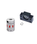 Heavy Duty SFU2510 Left Hand Ball Screw Kit 1000mm With C5 BF20 End Supports For CNC Engraver Setup showing coupling and bearing.