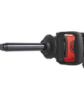 Heavy Duty Three Quarter Inch Air Impact Wrench With Six Inch Extended Anvil and Grippy D Handle, ideal for tough shop jobs.