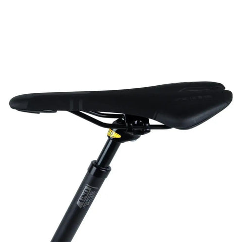 Side view of black Suspension Seatpost With MDU Rubber Memory Damper For A Cushy Ride 45mm Travel Ultralight Aluminum Body