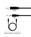 Male To Female Power Extension Cord With Rock Solid Molded Grip Housings For Routing Existing Power Cable And Getting That Long Run, showing dimensions and design.