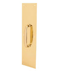 Door Pull Plate With Oval Handle In Polished Brass 4 Inch By 16 Inch Solid Brass Commercial Door Hardware