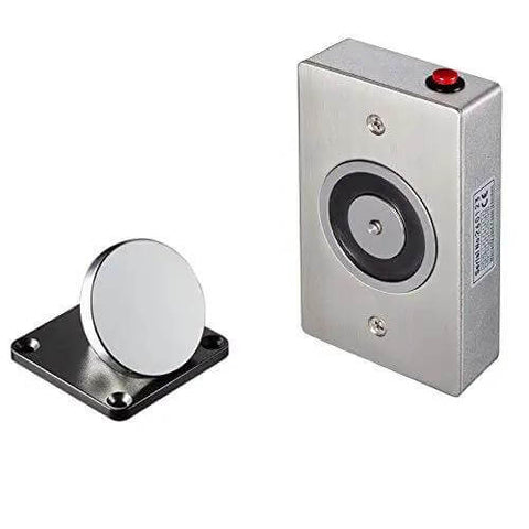 Emergency Smokeproof Electromagnetic Door Holder American Type Flush Wall Mount, Heavy Duty Fail Safe Lock, silver finish, uninstalled view