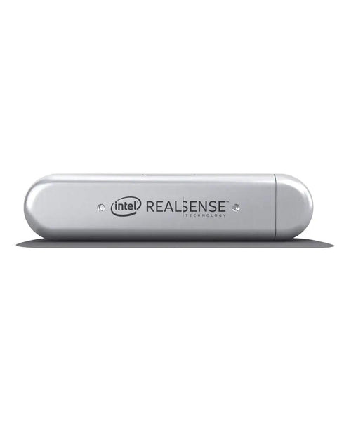 Side view of RealSense Depth Camera D415 With 720p Resolution, Slick 3D Sensing, USB Connectivity, Perfect For Robotics Builds.