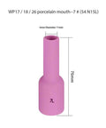 Get Ready With This Awesome 10-Piece Ceramic Cup Kit For Gas Lens TIG Welding Torch Setup, Featuring Premium Alumina Cups In Various Sizes Perfectly Suited For WP-17-26 Machines Like The 45V Series And Delivering That Clean Precision You Crave - Pink porcelain mouthpiece, 76mm height, 11mm inner diameter.
