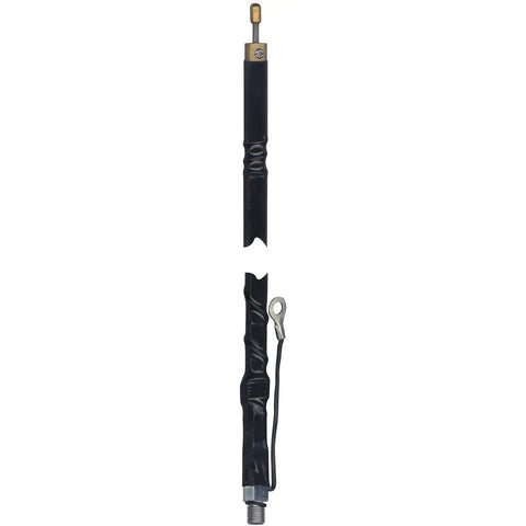 Tunable Two Foot CB Antenna With AM FM Ready Silver Loaded Fiberglass Tip 400W SWR Fine Tuning Static Reducing Cap Black Finish