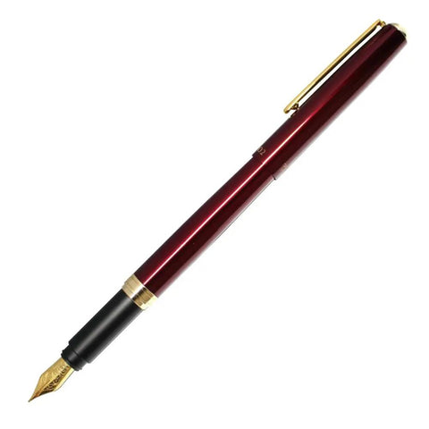 Sleek Premium Fountain Pen With Wine Finish Aluminum Barrel And Gold Plated Brass Accents Schmidt Iridium Gilded Nib Includes FCR6 Black Ink Cartridge Model FF02 GWI For A Dope Writing Experience