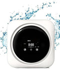 Hella Portable Mini Washer Dryer Combo Featuring Slick Touch Panel And Smooth Stainless Drum Built Legit For Messy Duds In Tight Spaces Making Housework A Total Breeze Today, front view with water splashes