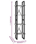Industrial 4 Tier Book Cabinet 55.1 Inch Tall Open Shelves Display Rack in Concrete Gray and Black Engineered Wood