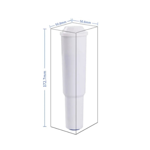 Premium Coffee Machine Water Filter Softens Hard Tap Water Acts As A Game Changer For Clean Brew Texture And Smooth Real Deal Flavor In Home Espresso Drip Makers, white filter cartridge with dimensions.