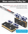 Heavy Duty 15 Foot Sliding Barn Door Track Kit With Soft Close Hardware And Smooth Roller System close-up view